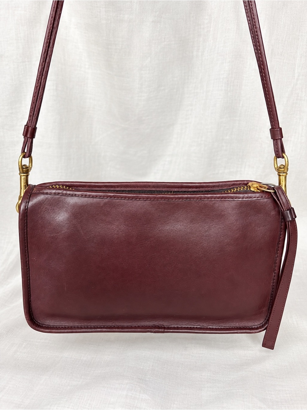 Coach Vintage Basic Crossbody Bag Burgundy Leather, Made in NYC